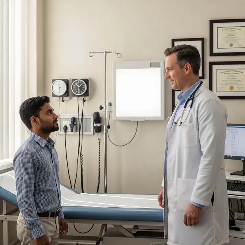 Bengali Muslim Man Standing with Male Doctor