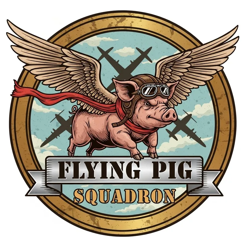 Imaginative Flying Pig Squadron Logo | Aviation Emblem
