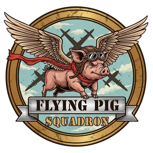 Flying Pig Squadron Logo | World War 2 Fighter Aircraft Emblem