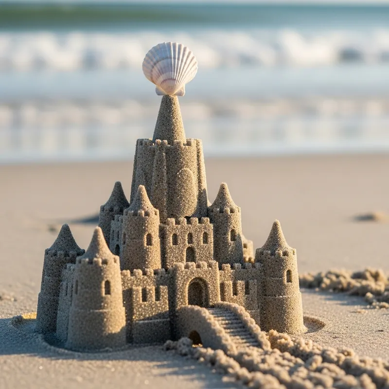 Miniature Sandcastle with Seashell Crown