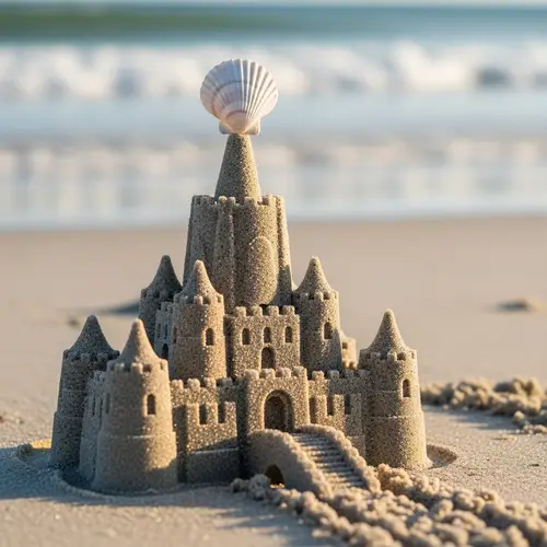 Miniature Sandcastle with Seashell Crown