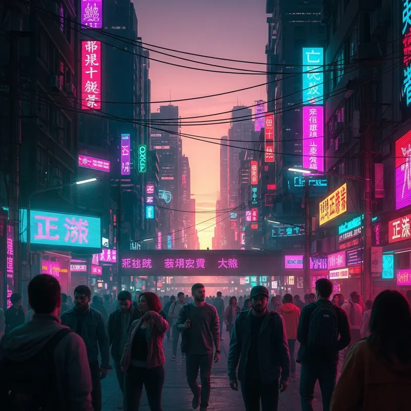 Neon Cyberpunk City at Sunset | Dystopian Phone Wallpaper