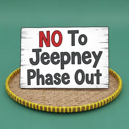 Hand-Made 'No To Jeepney Phase Out' Sign on Bilao | Local Culture Touch