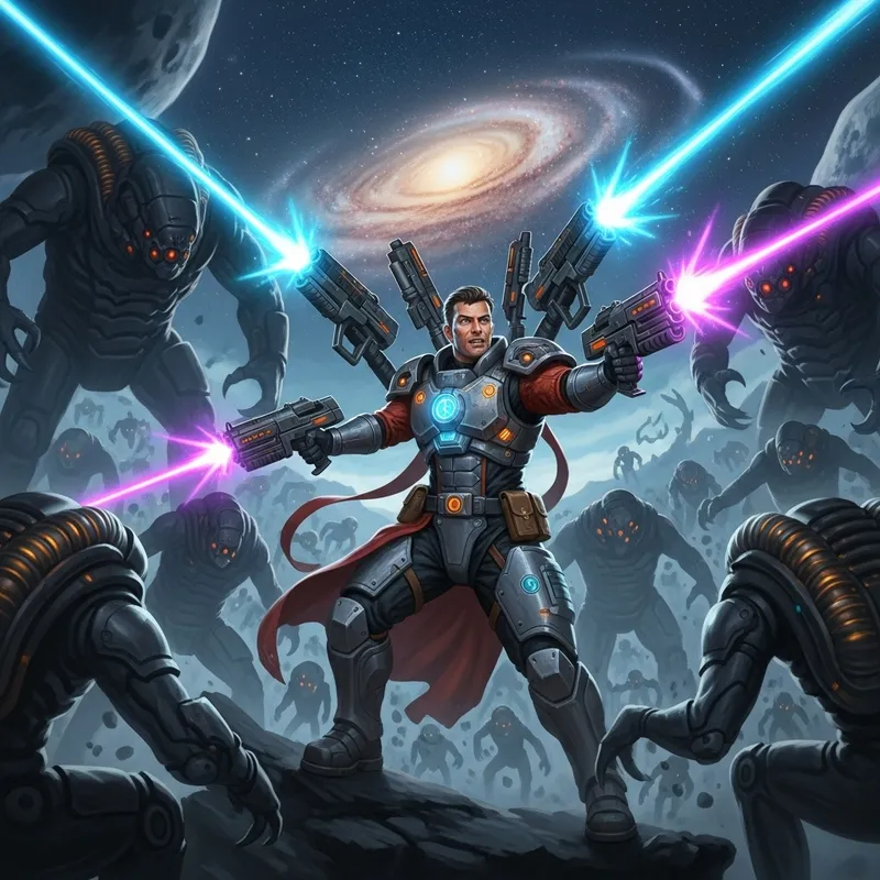 Commander Shepard Fighting Against a Horde of Reapers - Futuristic Warfare