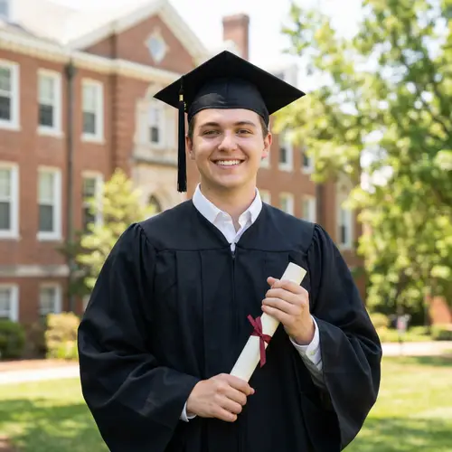 Graduation Cap and Gown Portrait Photo