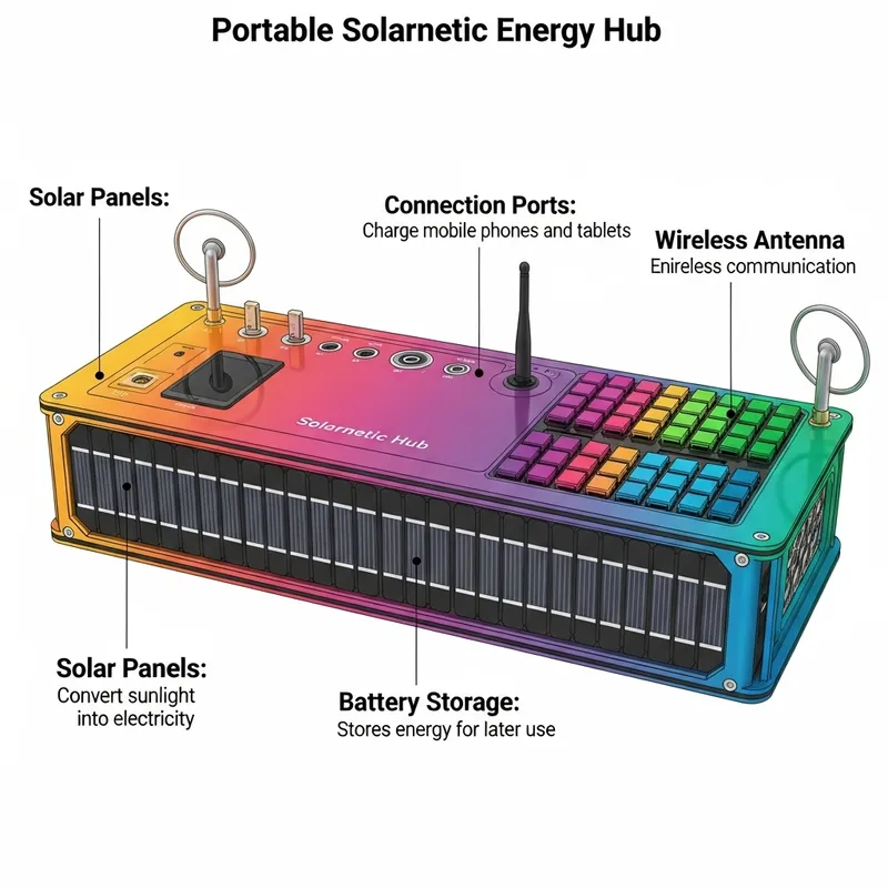 Portable Solarnetic Energy Hub: Eco-Friendly Design