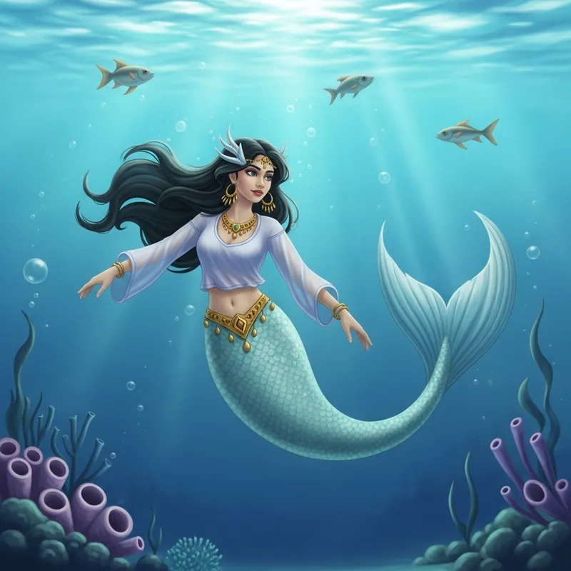 Surreal Underwater Mermaid Painting in Luminescent Pastels