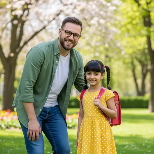 Man and Girl in a Park | Diverse Pair in Nature