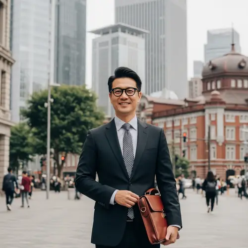 Professional Asian Man in Cityscape | Urban Business Portrait
