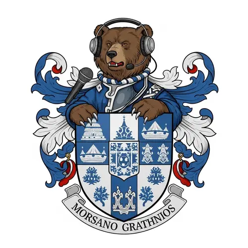 Bear Coat of Arms with Headphones & Microphone