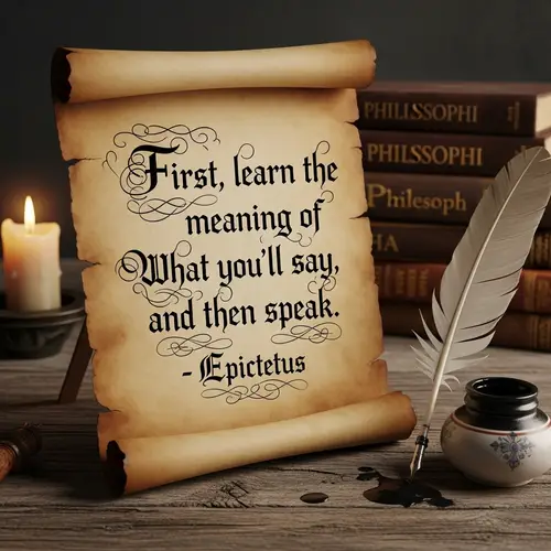 Ancient Parchment Scroll with Inspirational Quote | Epictetus