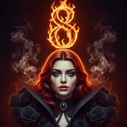 Mystical Gothic Art with Vampire Girl and Number 8 | High Detail
