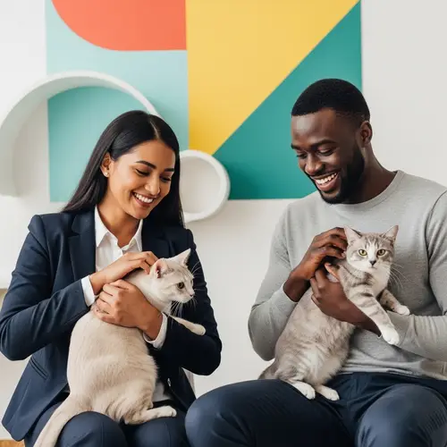 Professional Cat Boarding Service with Corporate Memphis Style