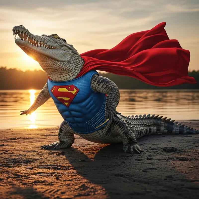 Crocodile Superman in Tropical Rainforest | Strength Pose