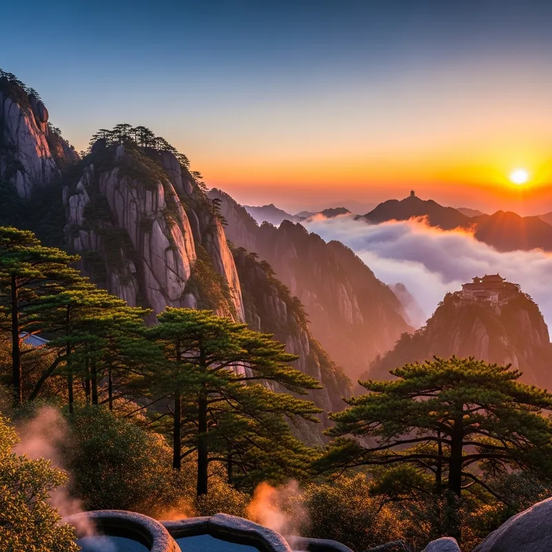 Breathtaking Huangshan (Yellow Mountain) Sunrise View Breathtaking Huangshan (Yellow Mountain) Sunrise View