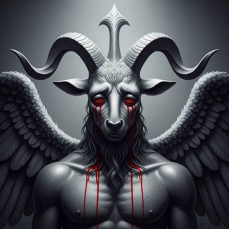 Mystical Baphomet Portrait with Sorrowful Expression Mystical Baphomet Portrait with Sorrowful Expression
