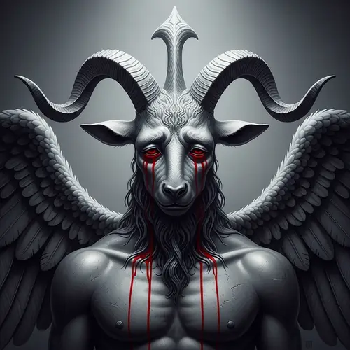 Sorrowful Baphomet Portrait | Crying Blood