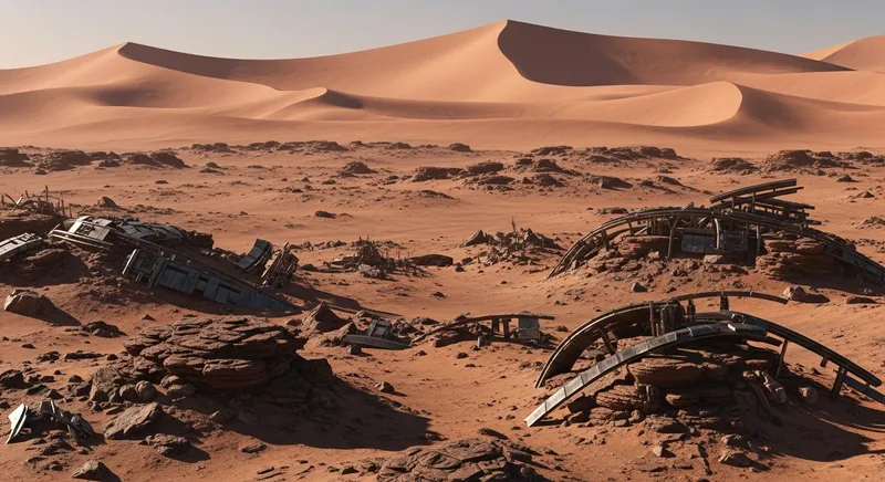 Reddish Earth Landscape on Mysterious Dune-Style Alien Planet