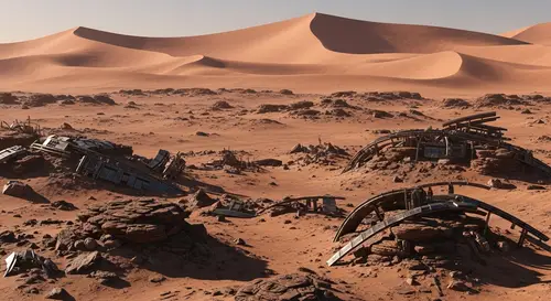 Reddish Earth Landscape on Mysterious Dune-Style Planet