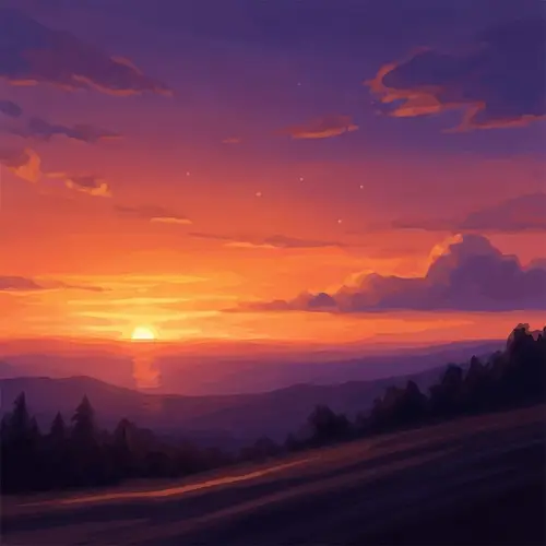 Tranquil Sunset Impressionist Painting