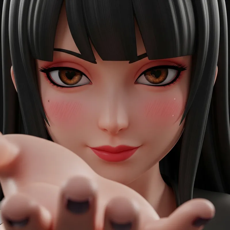 Stunning 3D Anime Woman with Heart-Shaped Eyes