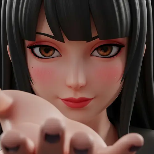 Stunning 3D Anime Woman with Heart-Shaped Eyes
