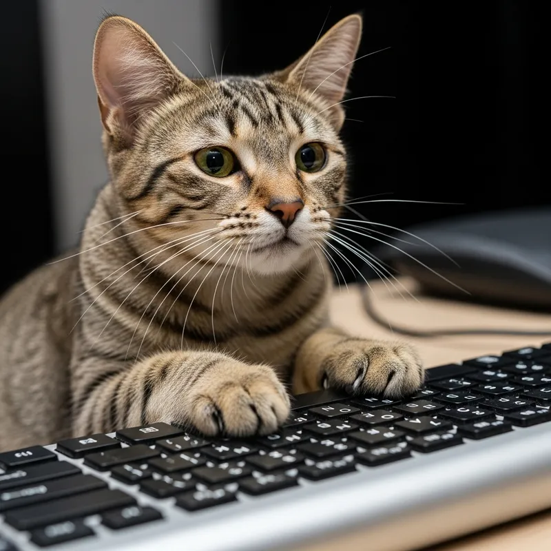 Curious Cat Stepping on Keyboard