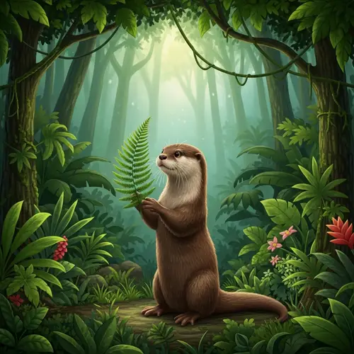 Adventurous Otter in a Lush Jungle
