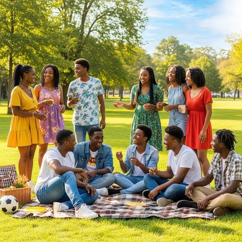 Fun Times with Black Teen Friends in the Park