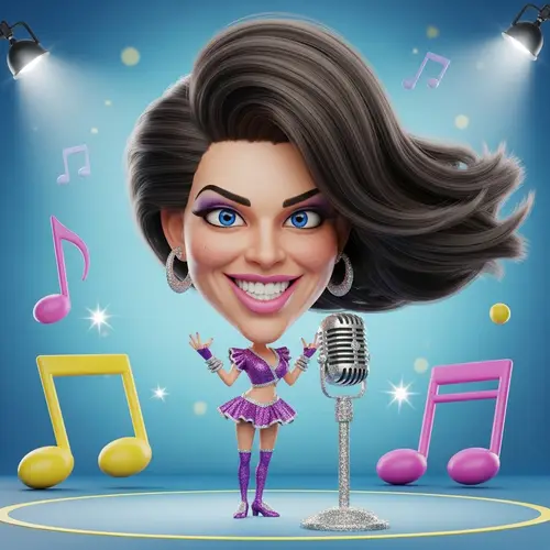 Humorous Caricature of Dua Lipa | Cartoon Style