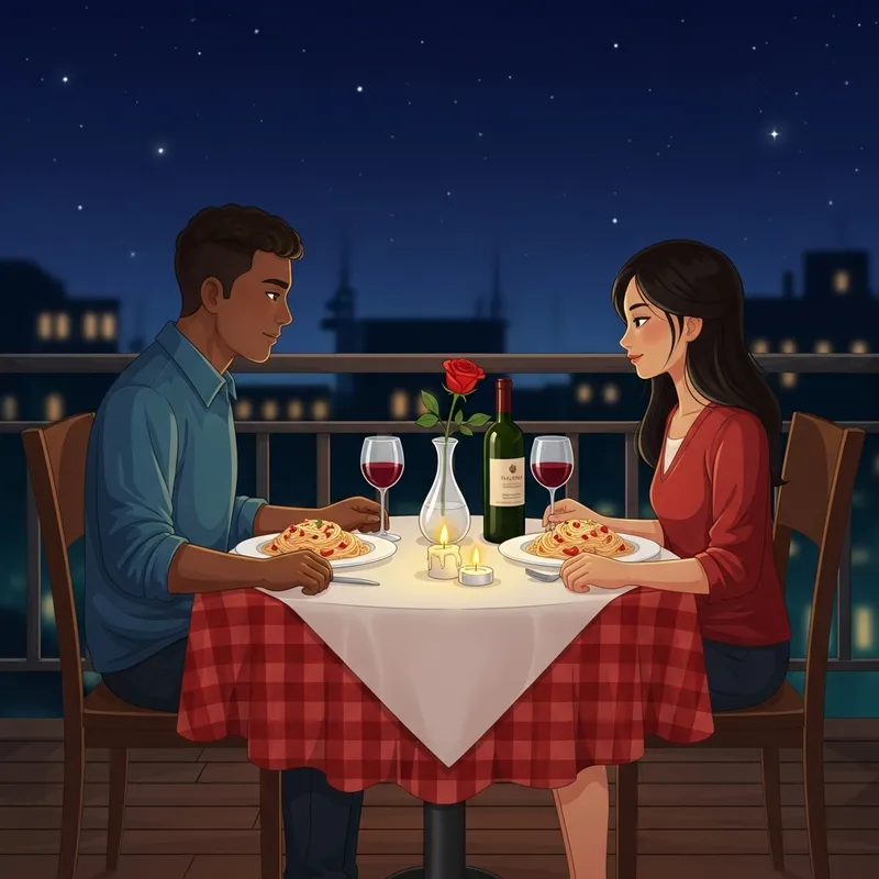 Romantic Candlelit Dinner: Latino Man with Asian Woman