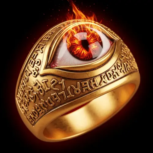 Enchanted Golden Ring with Flaming Eye | Power & Mystery