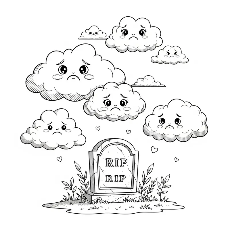 Whimsical Clouds Coloring Page: Emotional Exploration & Innocence Whimsical Clouds Coloring Page: Emotional Exploration & Innocence