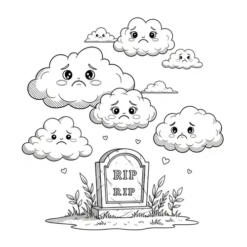 Whimsical Clouds Coloring Page for Children | Emotional Exploration