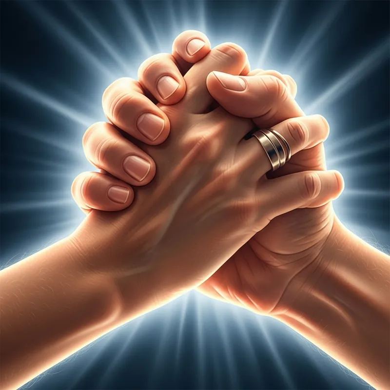 Radiant Connection: Hands Symbolizing Spiritual Bond