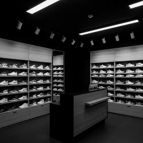Black and White Sneaker Shop: Modern Interior Design