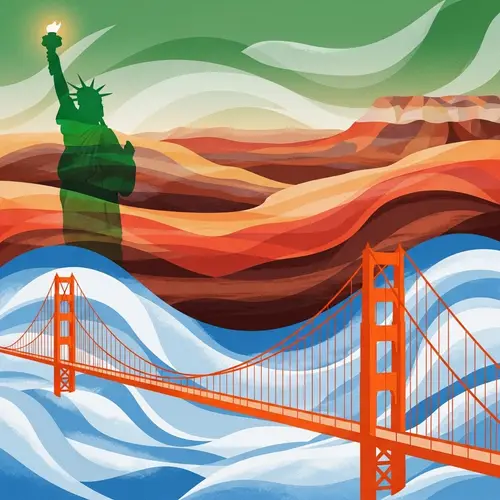 Abstract American Landmarks Art Interpretation