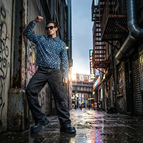 Urban High-Fashion: Striking Male Model