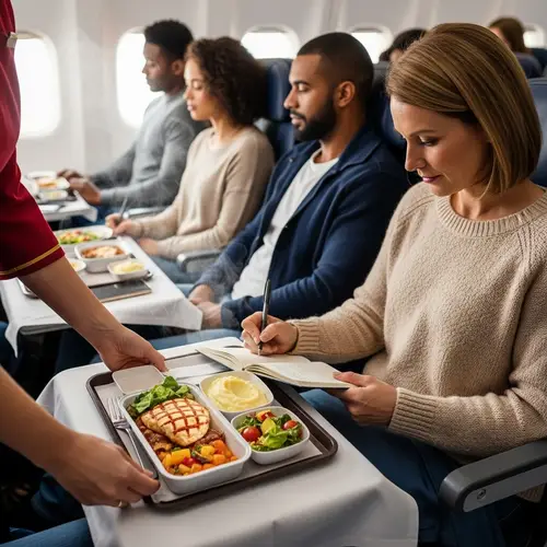 Airplane Meal with Grilled Chicken and Mashed Potatoes - In-Flight Dining Experience
