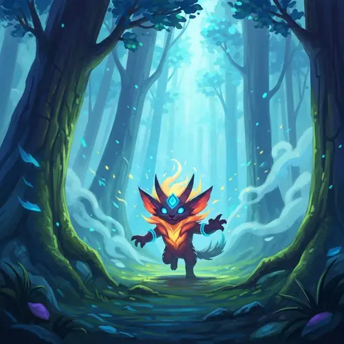 Mystical Forest Creature: Fantasy Illustration in Vibrant Colors