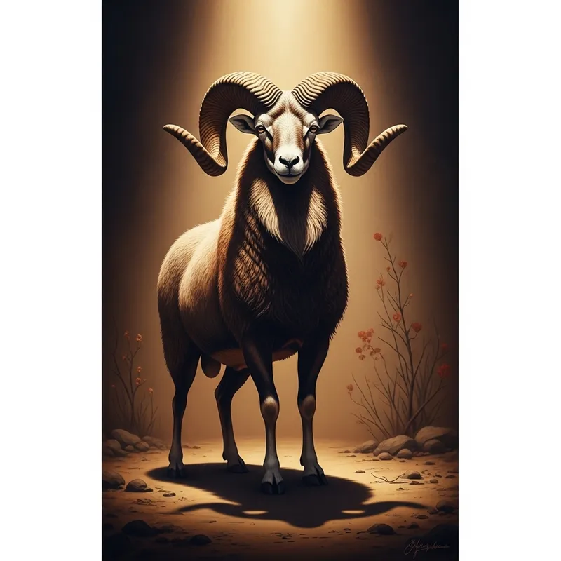 Powerful Ram with Majestic Horns - Biblical Style Artwork