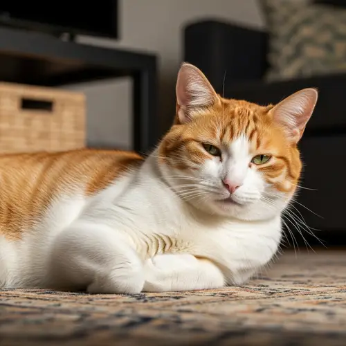 Colorful Adult Domestic Cat Lounging | Relaxing Cat Image