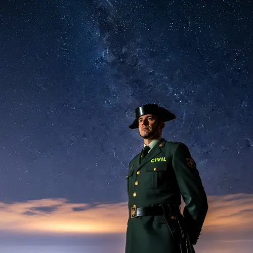 Spanish Civil Guard Officer Under Starry Sky