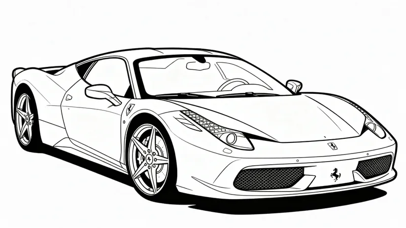 Ferrari Coloring Page - Black & White Outline