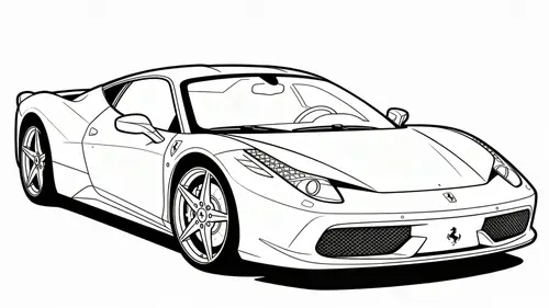 Ferrari Coloring Page - Black & White Outline