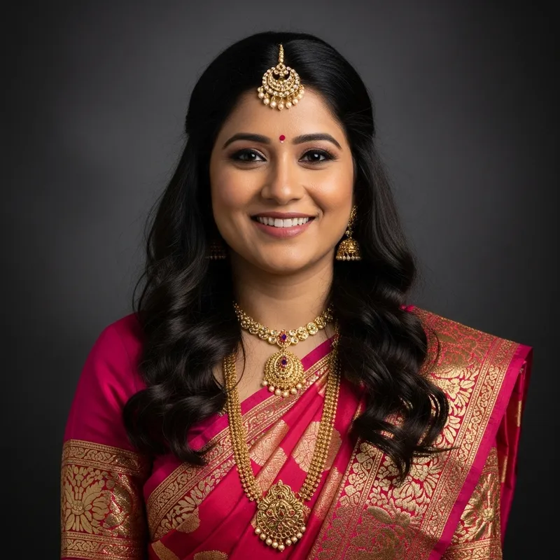 Elegant South Asian Woman in Traditional Saree