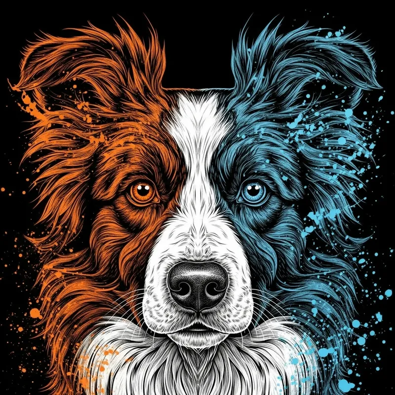 Hyperdetailed Border Collie Tee-Shirt Design Artwork