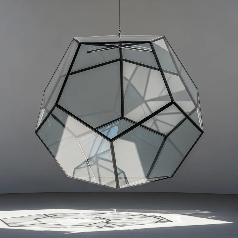 50ft Clear Glass Dodecahedron Sculpture | Geometric Art 50ft Clear Glass Dodecahedron Sculpture | Geometric Art