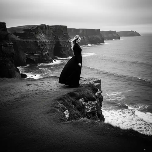 Defiant Figure on Cliff: A Gothic Moment