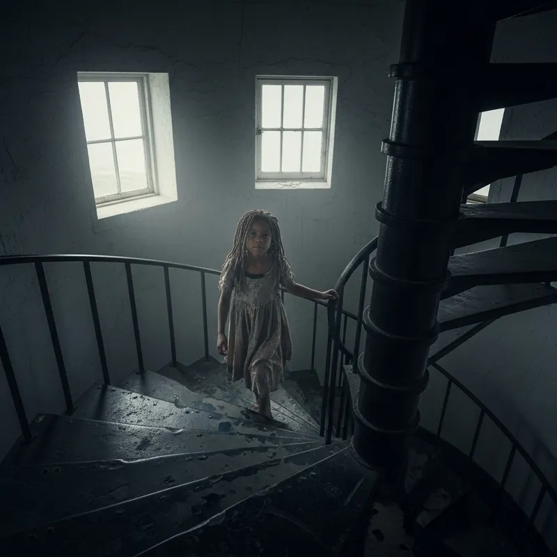 African American Spirit Climbing Lighthouse Staircase | Mysterious Ambiance